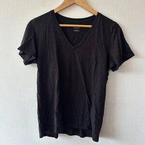 Everlane Black V-neck T-shirt Womens XL Short Sleeve Organic Cotton Minimalist